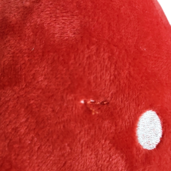 NanDog Pet Gear Stuffed Squeak Smiley Face Gray And Red Mushroom With Polkadots - Picture 9 of 11